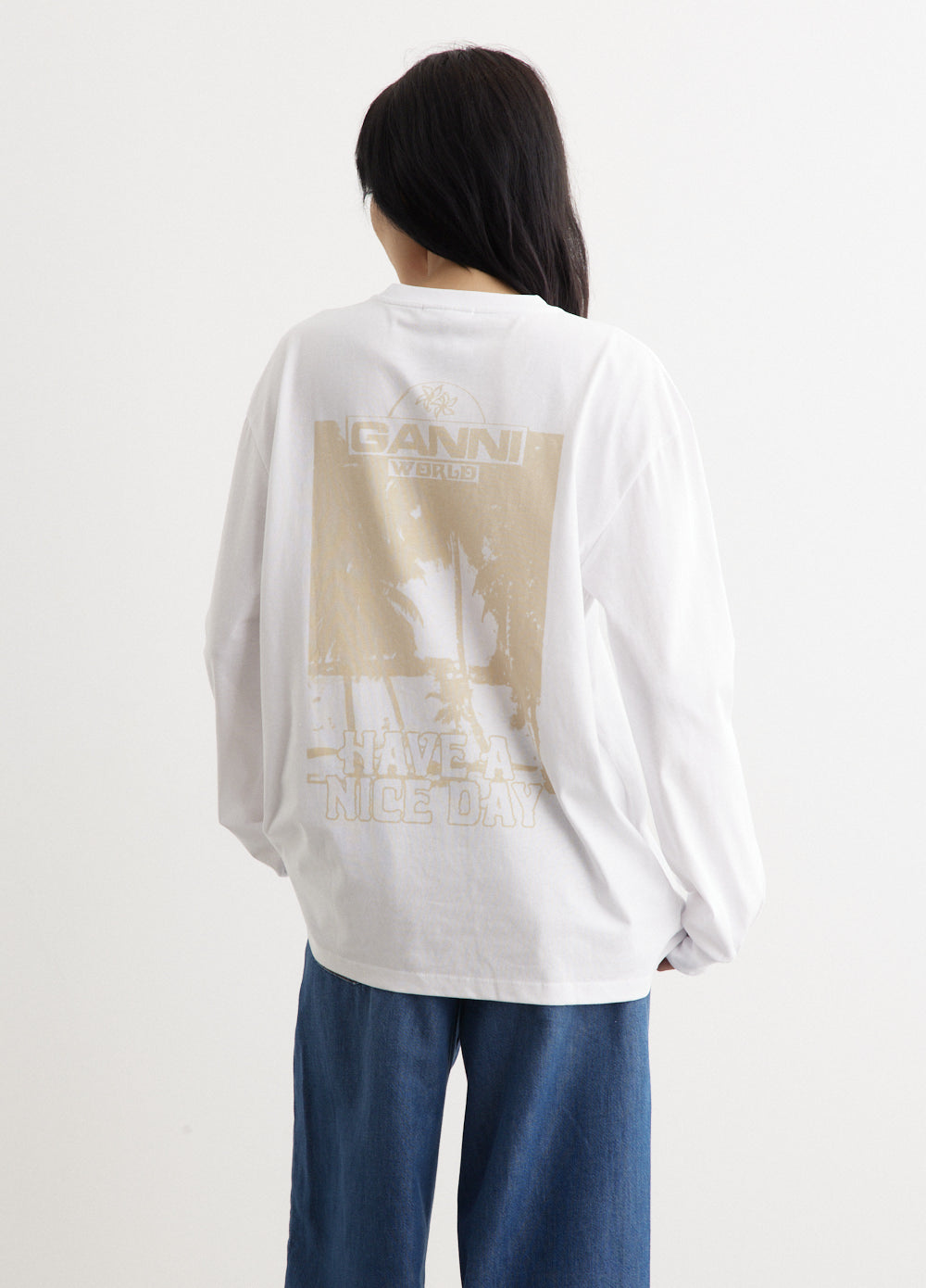 【GANNI】ロンT Future Heavy Jersey Palm Long Sleeve T-shirt Future Heavy Jersey Palm Long Sleeve T-Shirt