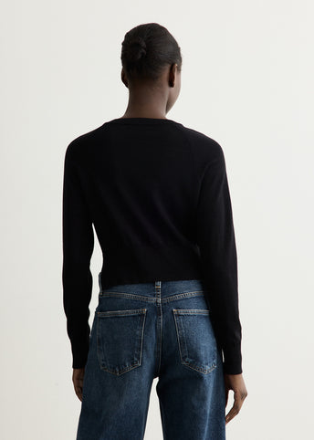 Embellished Cropped Merino Silk Cardigan