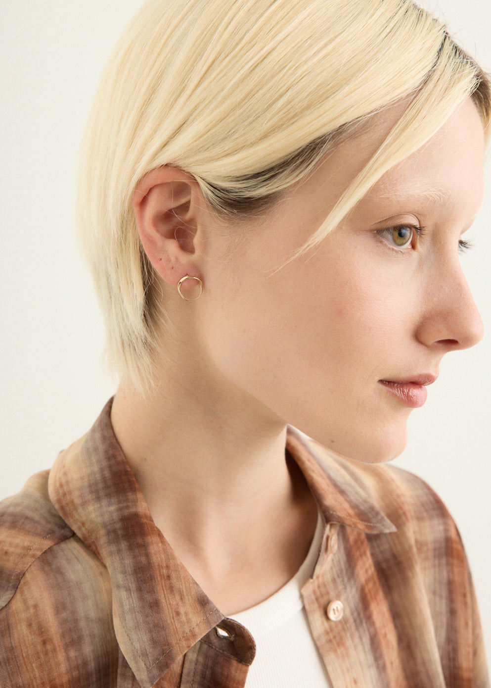 Gold Circle Stud Earrings