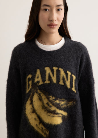 Fine Brushed Alpaca Banana Oversized O-neck Jumper