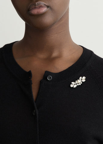 Embellished Cropped Merino Silk Cardigan
