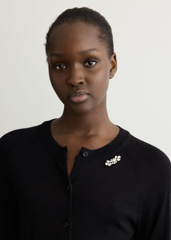 Embellished Cropped Merino Silk Cardigan