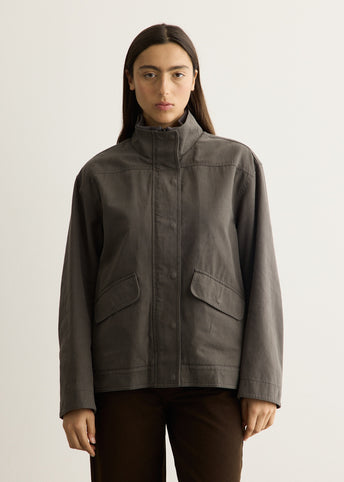 Washed Cotton Rib-Collar Jacket