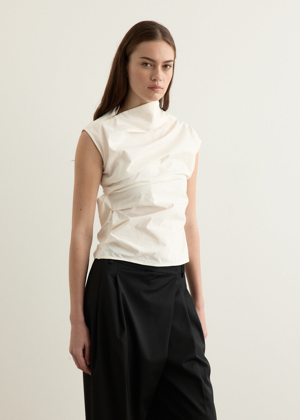 Stretch Cotton Ruched Top