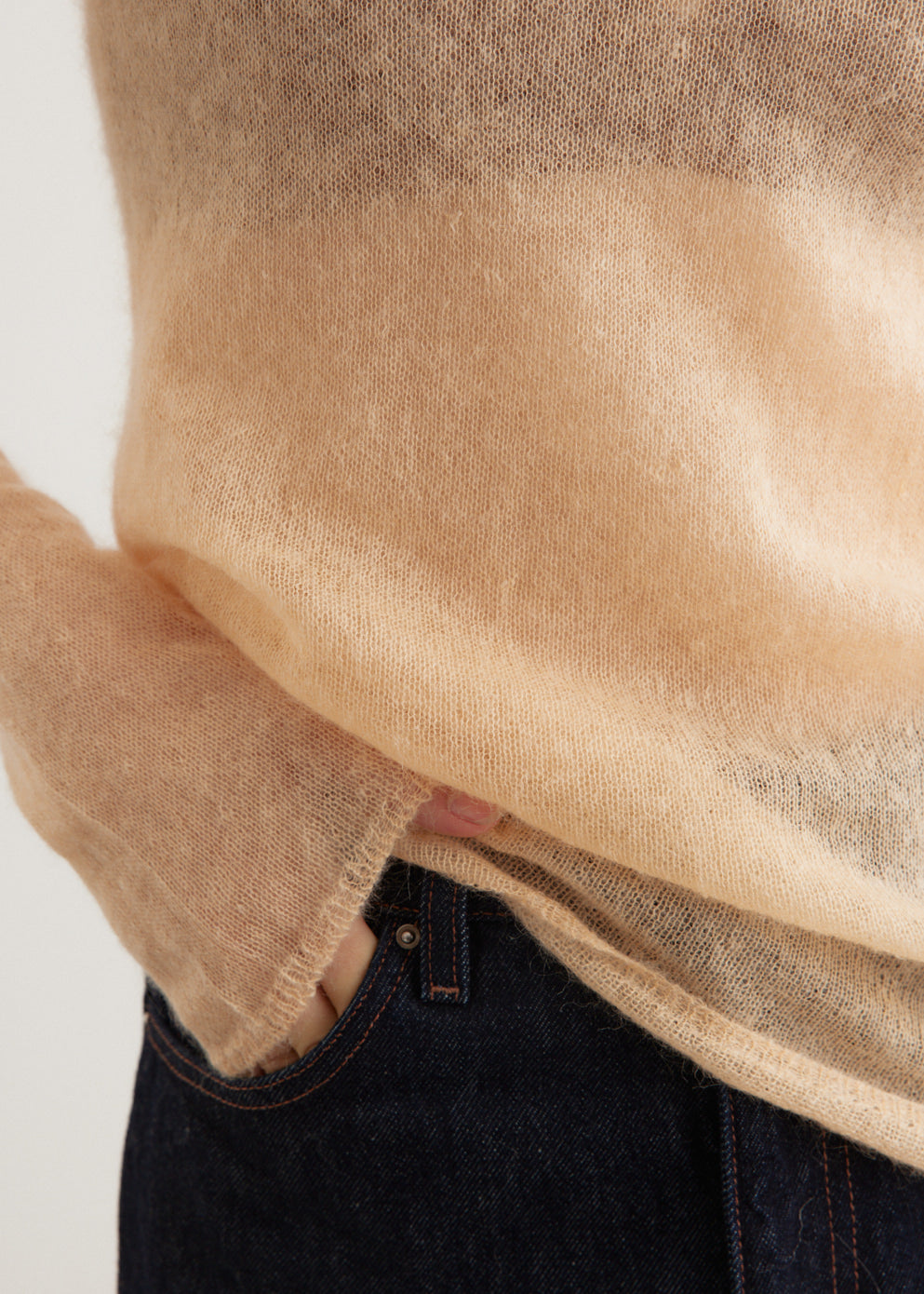 Kid Mohair Sheer Knit Boat Neck Pullover