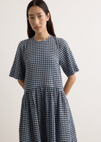 Seersucker Check Midi Dress