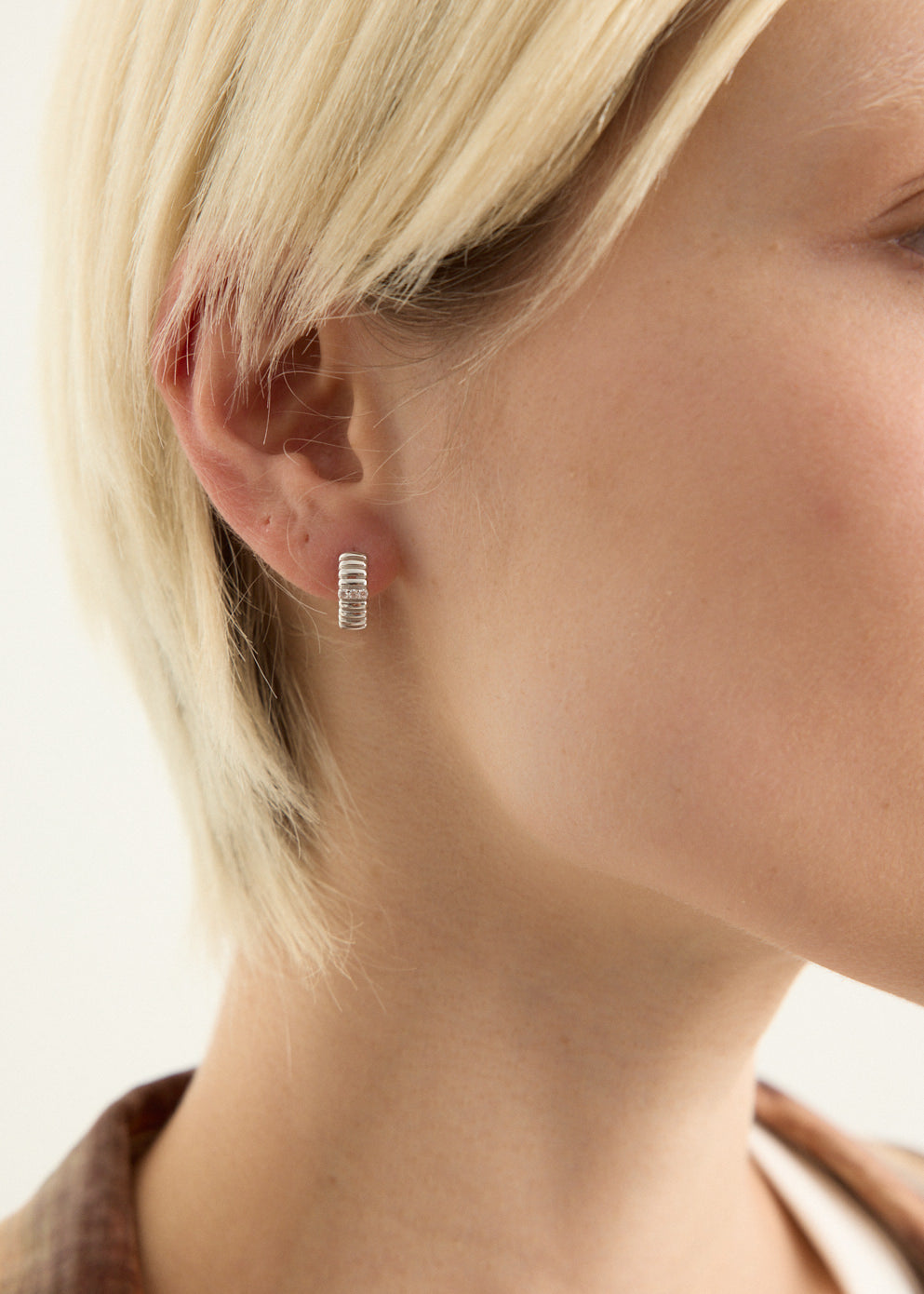 Silver Crystal Hoop Earrings