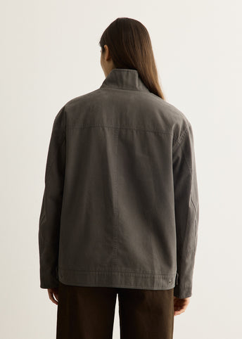 Washed Cotton Rib-Collar Jacket