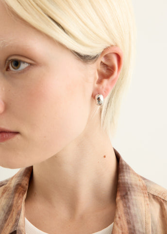 Silver Semi Dome Earrings