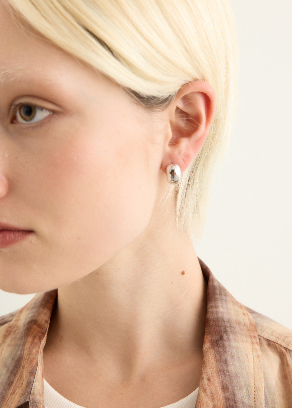 Silver Semi Dome Earrings