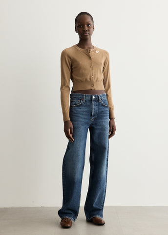 Embellished Cropped Merino Silk Cardigan
