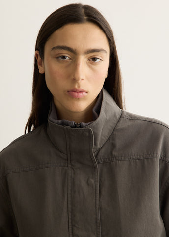 Washed Cotton Rib-Collar Jacket