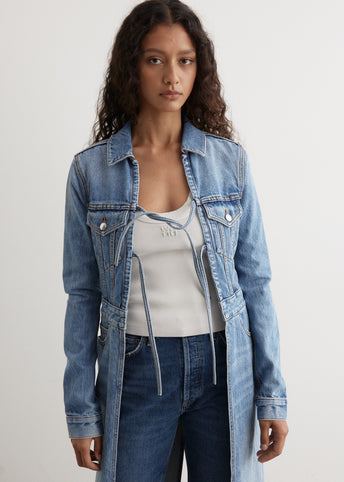 Tie Front Denim Trucker Jacket