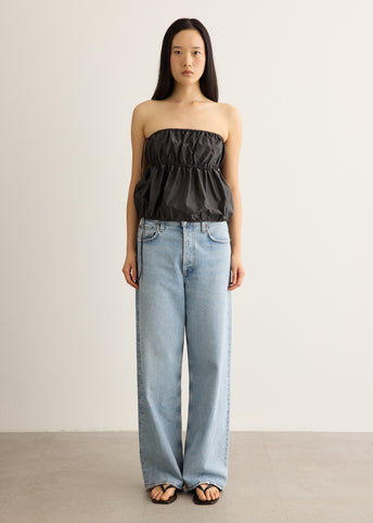 Paper Taffeta Strapless Drawstring Top