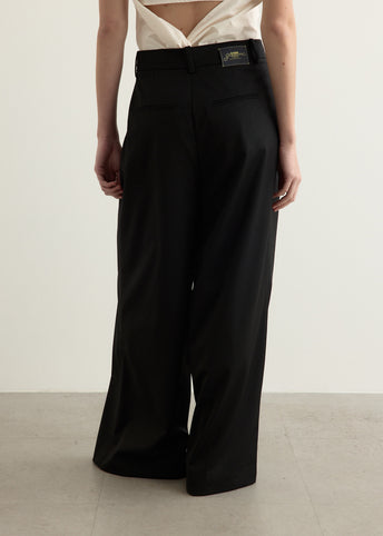 Calendered Wool Mid Waist Pants