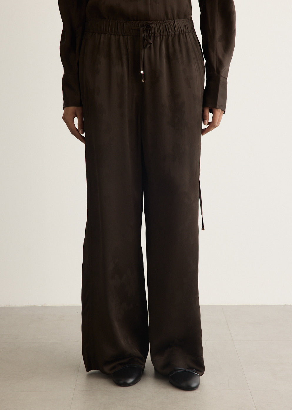 Fluid Satin Jacquard Elasticated Pants