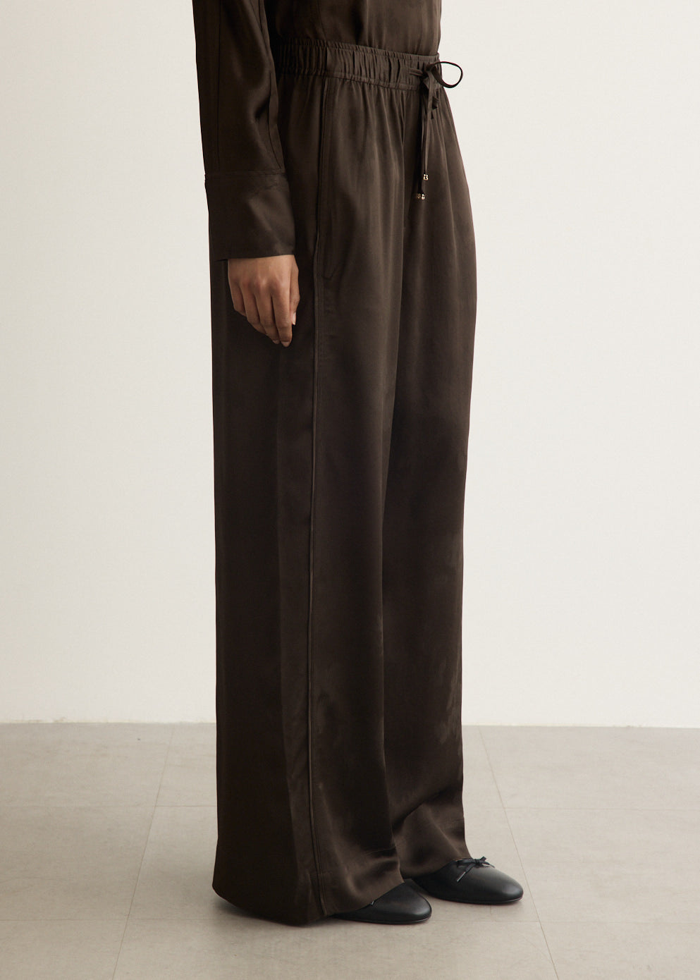 Fluid Satin Jacquard Elasticated Pants