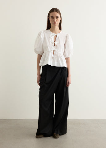 Cotton Poplin Peplum Blouse