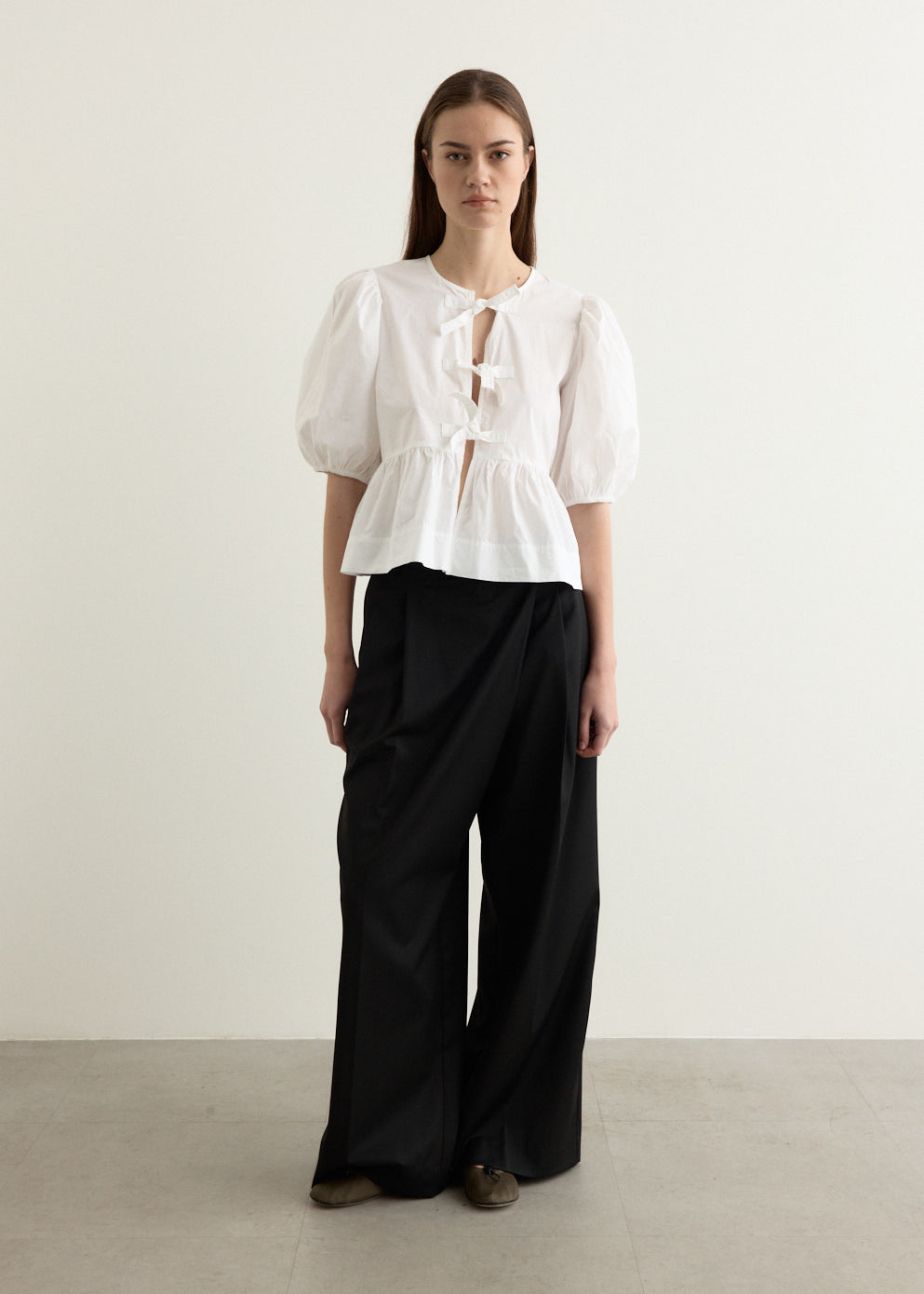 Cotton Poplin Peplum Blouse