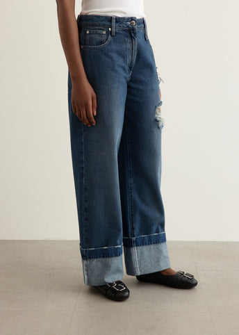 Distressed Embellished Straight Leg Jeans