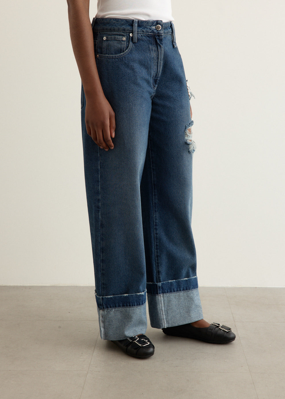 Distressed Embellished Straight Leg Jeans