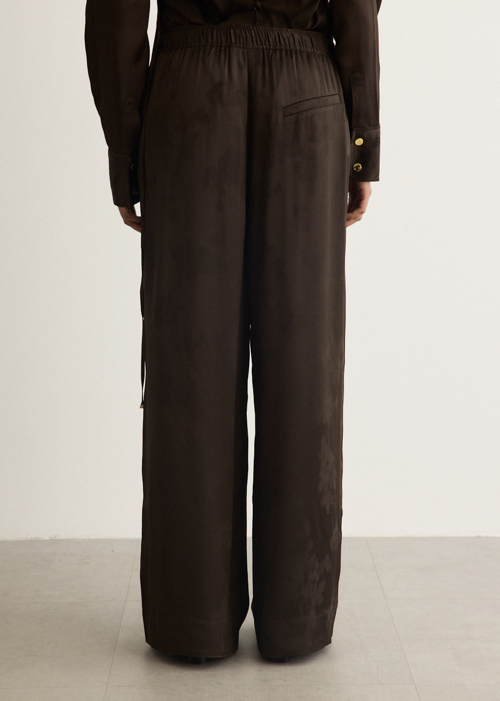 Fluid Satin Jacquard Elasticated Pants