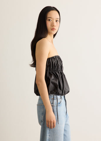 Paper Taffeta Strapless Drawstring Top