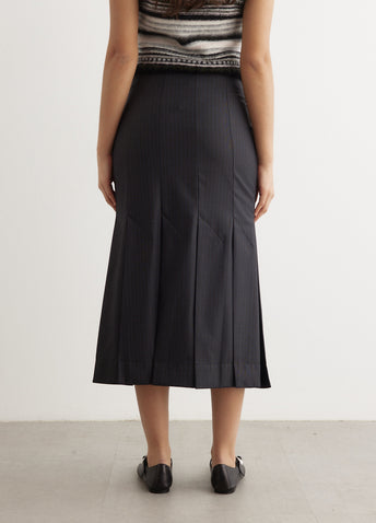 Melange Stripe Suiting Midi Skirt