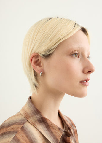 Silver Half Dome Hoop Earrings