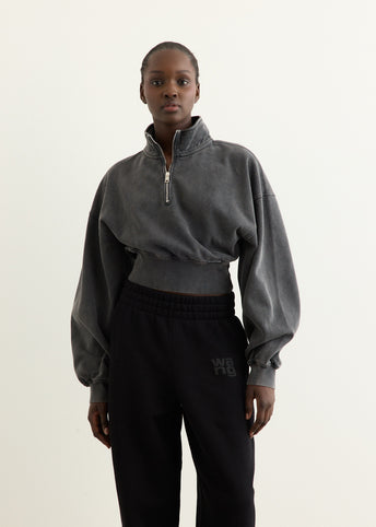 Cropped Half Zip Pull Over