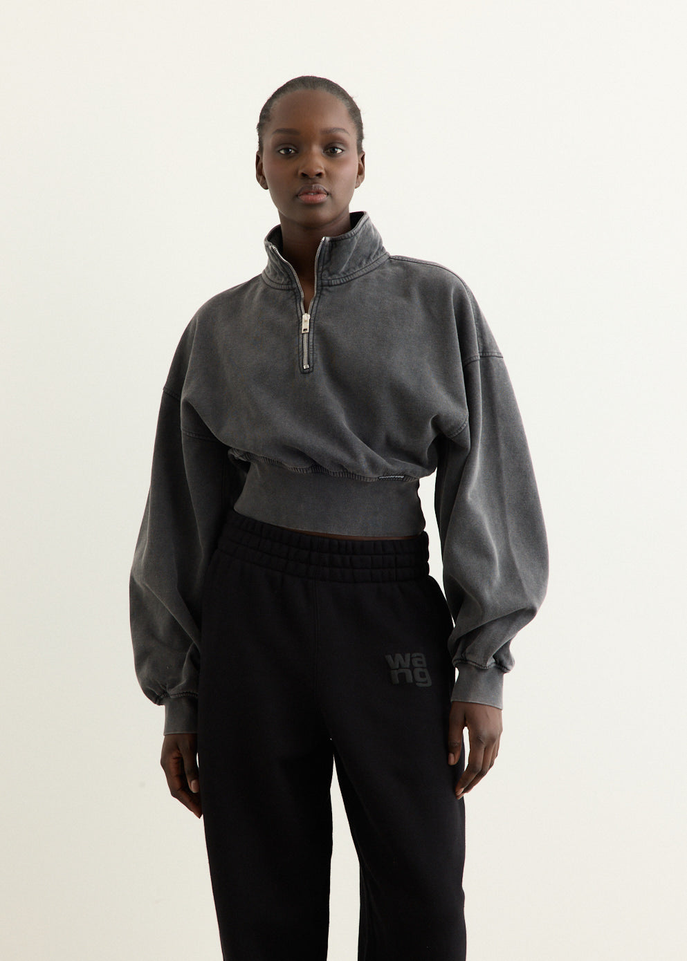 Cropped Half Zip Pull Over