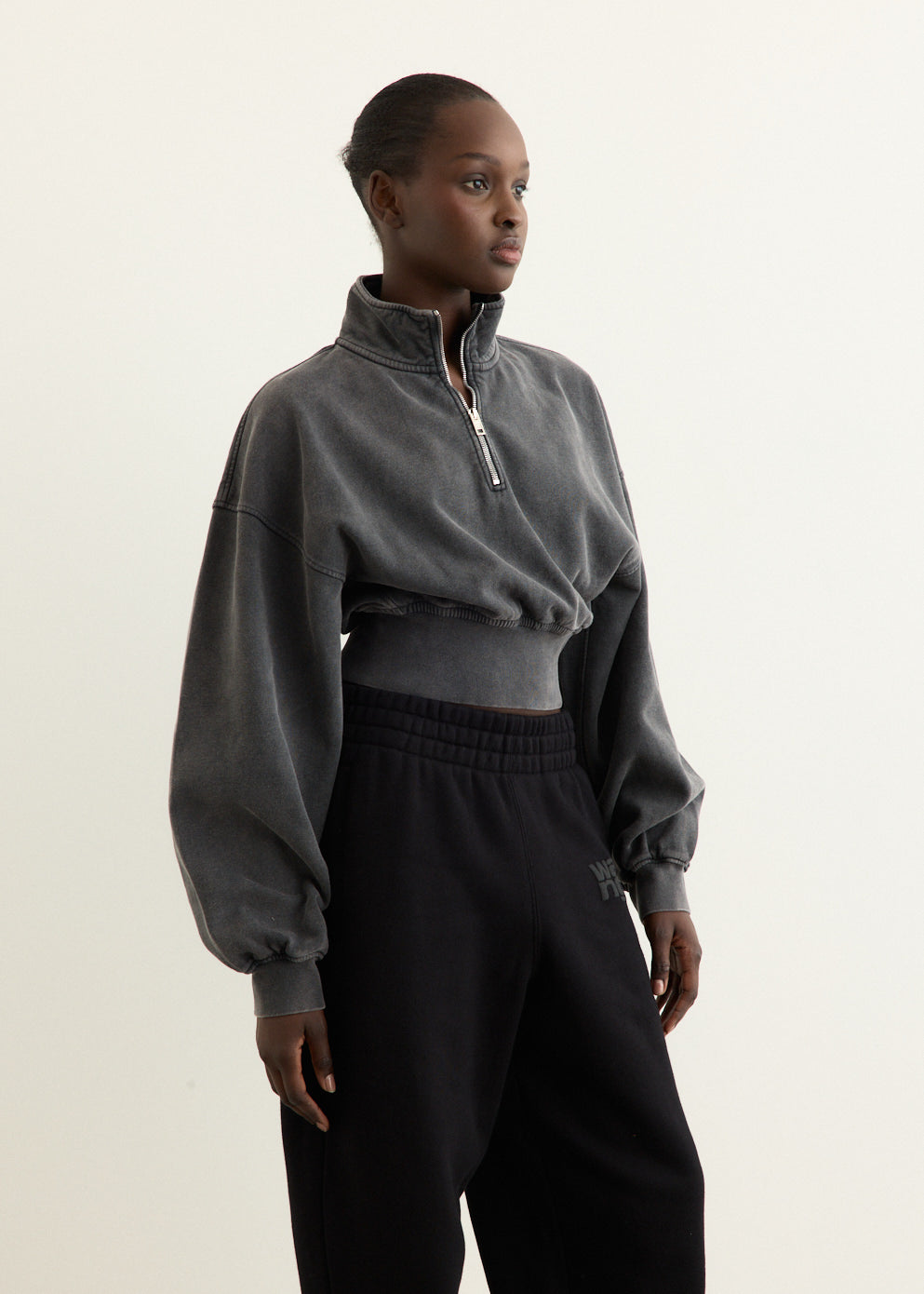 Cropped Half Zip Pull Over