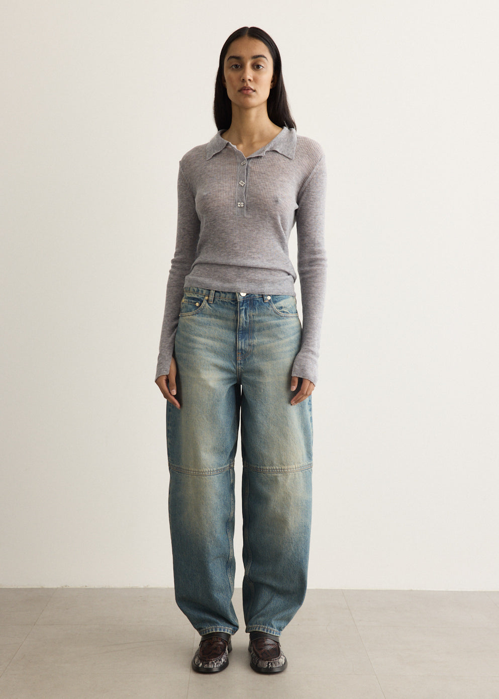 Sheer Wool Ribbed Polo