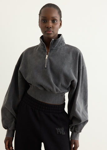 Cropped Half Zip Pull Over