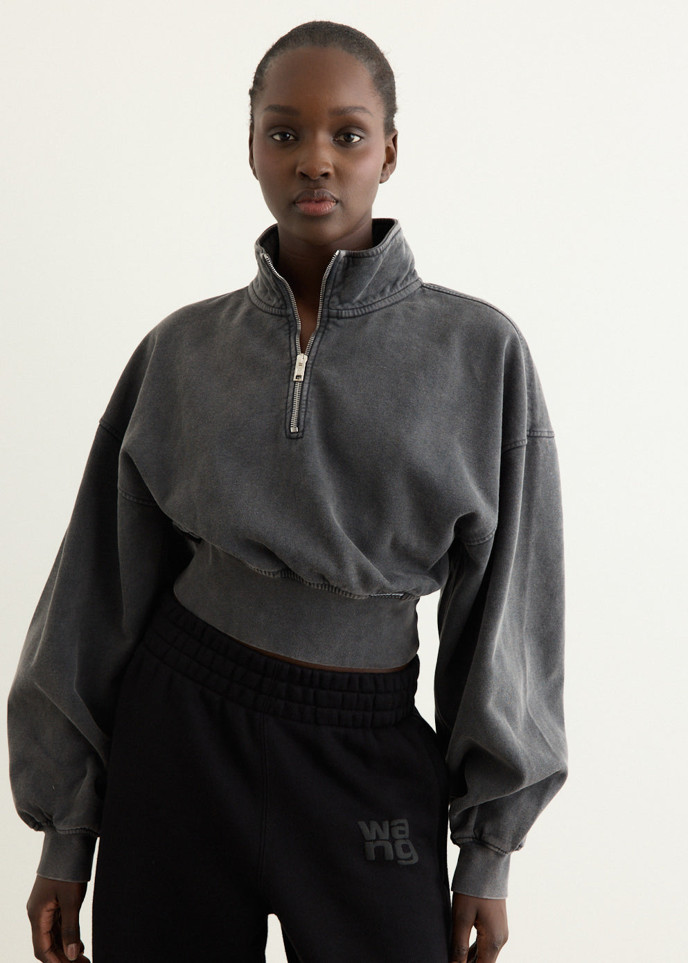 Cropped Half Zip Pull Over