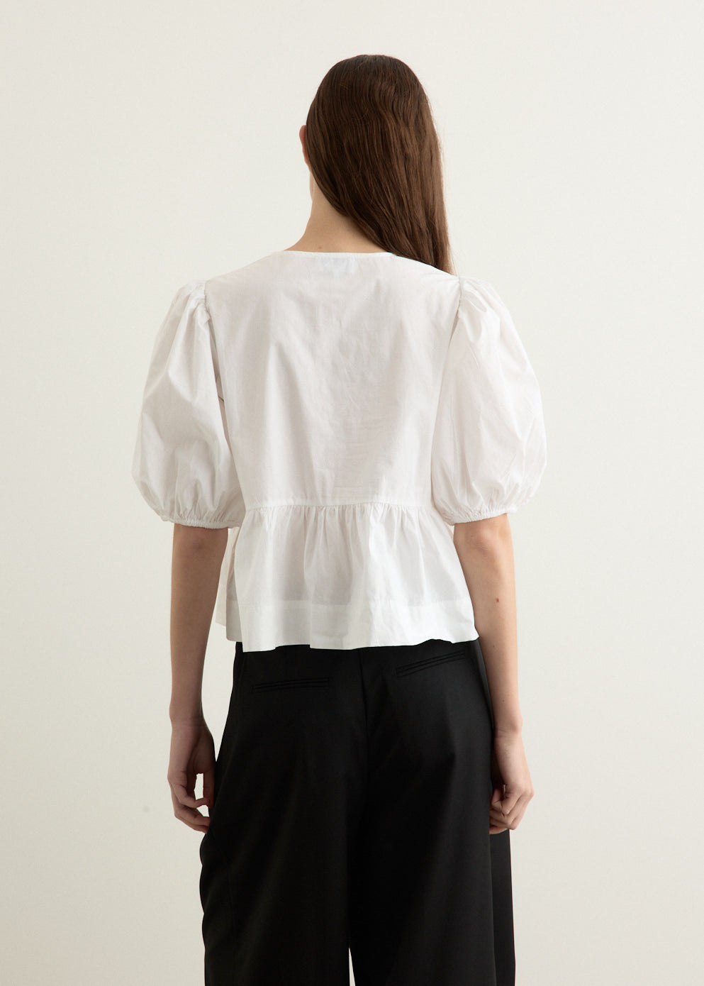 Cotton Poplin Peplum Blouse