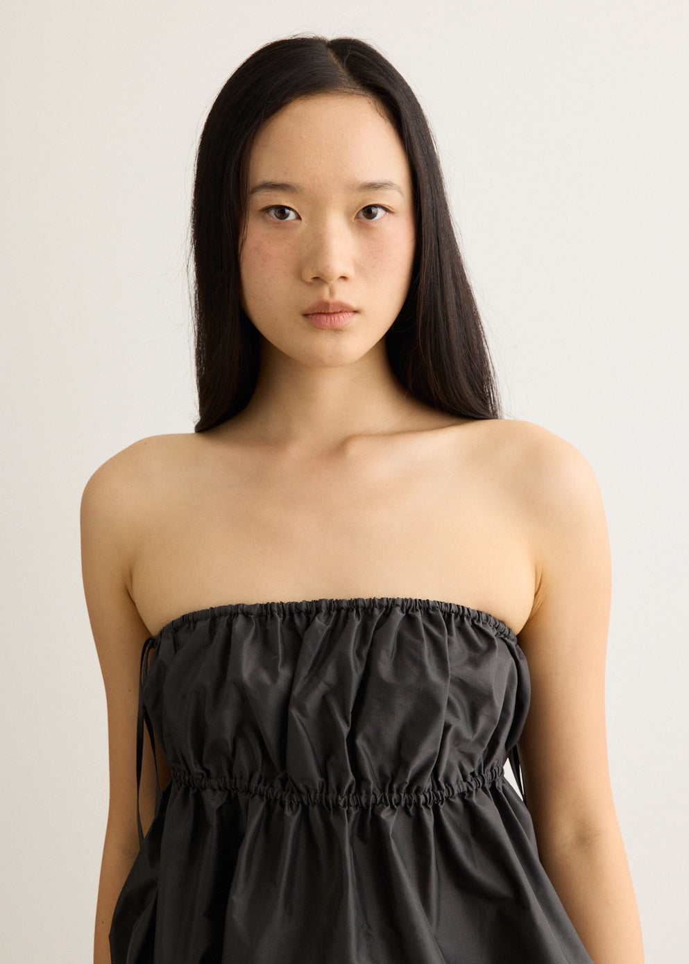 Paper Taffeta Strapless Drawstring Top