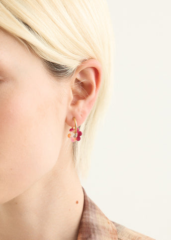 Small Hoop And Resin Flower Earrings