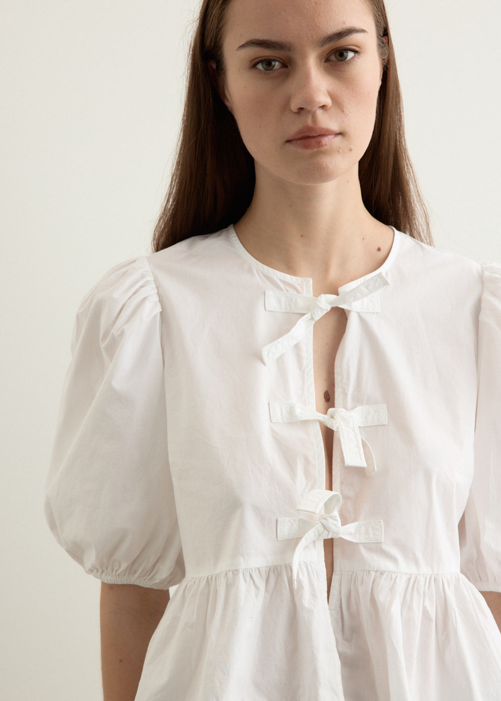 Cotton Poplin Peplum Blouse