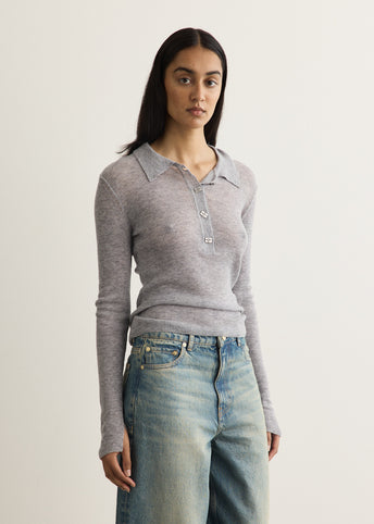 Sheer Wool Ribbed Polo