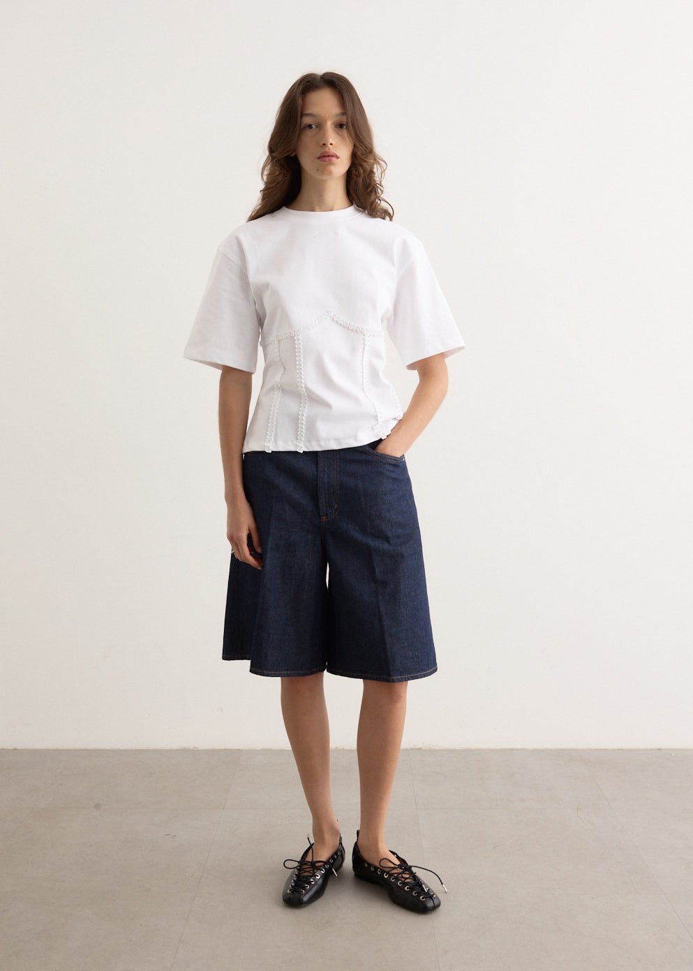 Heavy Cotton Tie Back Waisted T-Shirt