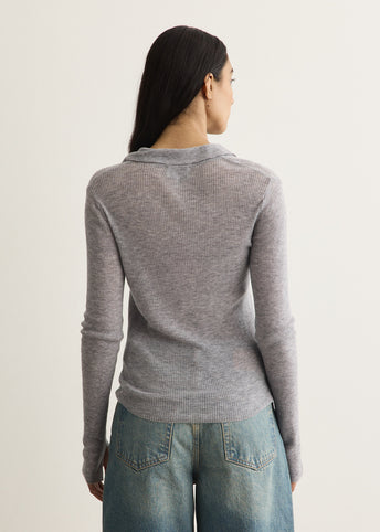 Sheer Wool Ribbed Polo