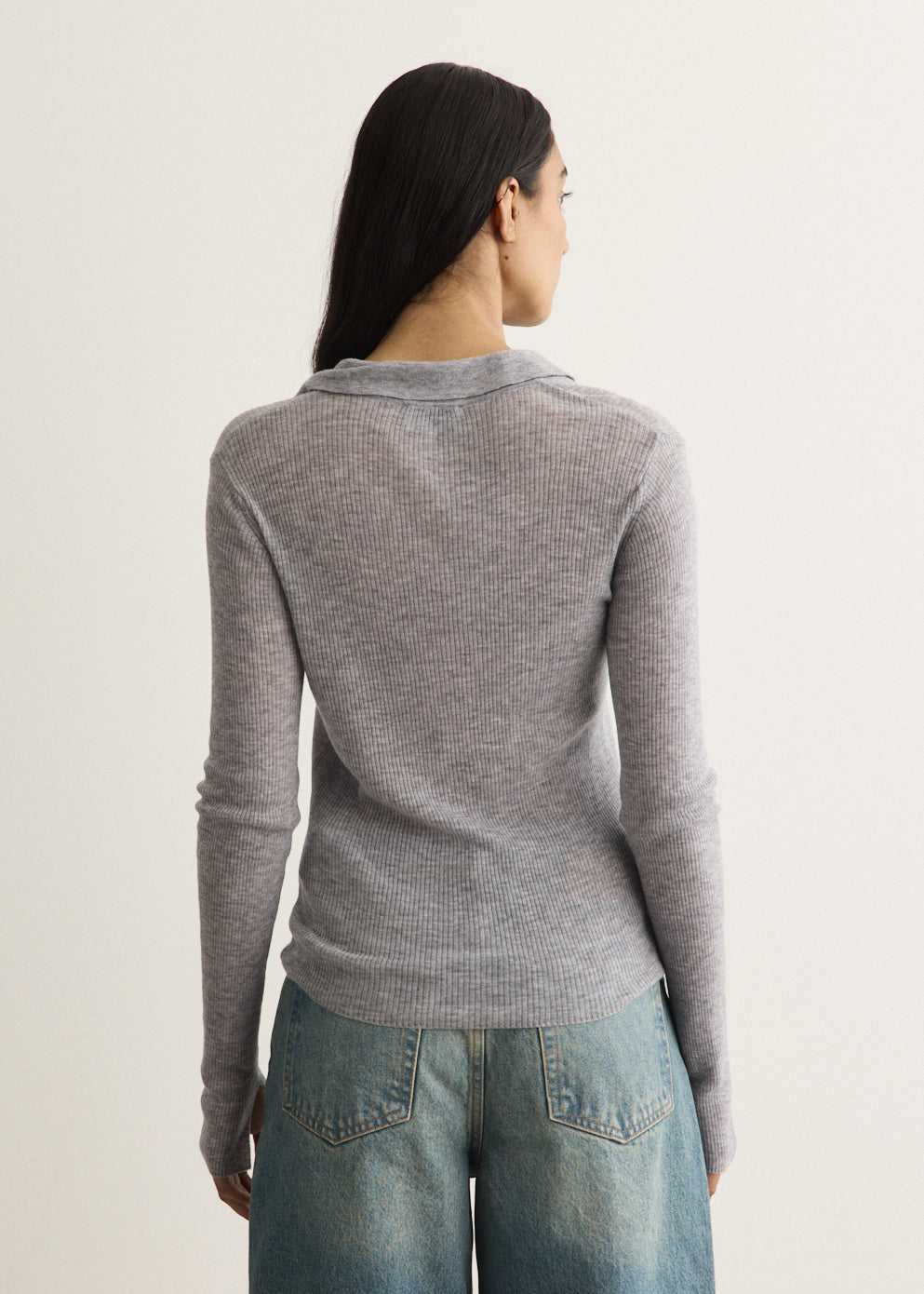 Sheer Wool Ribbed Polo