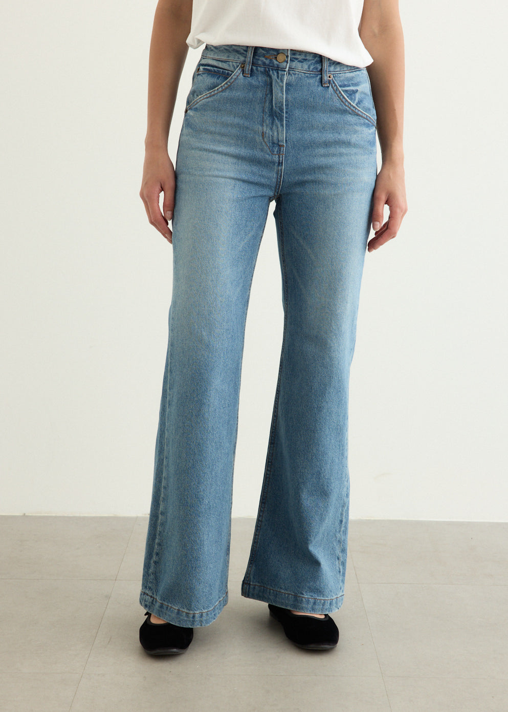 Cinch Back Bootcut Denim Jeans