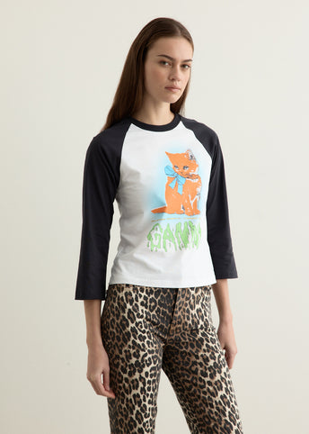 Basic Cotton Jersey Kitty Baby Fitted T-Shirt