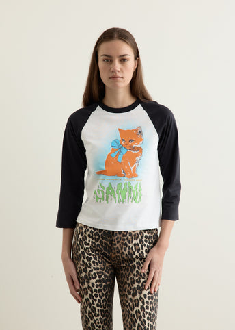 Basic Cotton Jersey Kitty Baby Fitted T-Shirt