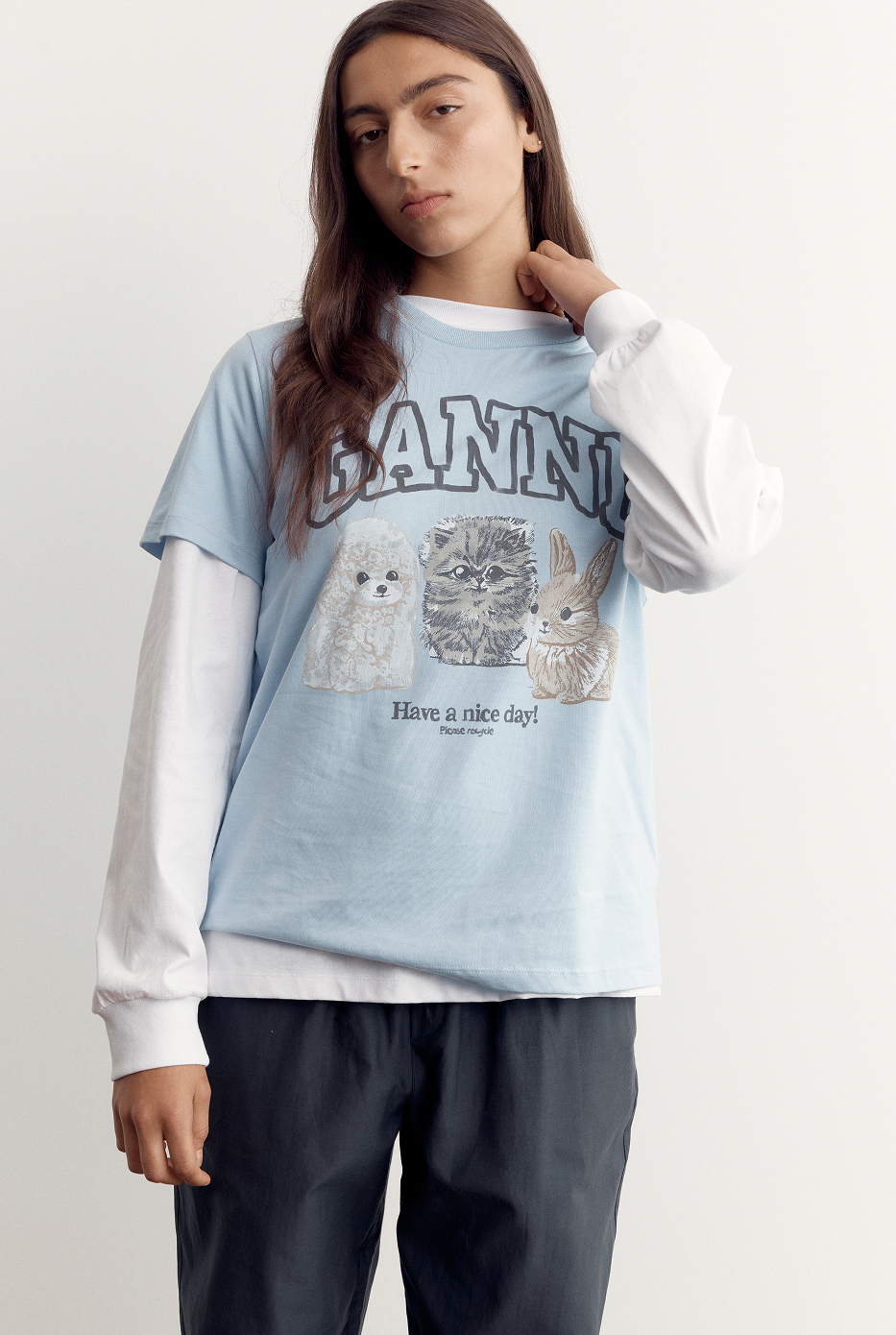 Basic Cotton Jersey Animals Relaxed T-Shirt