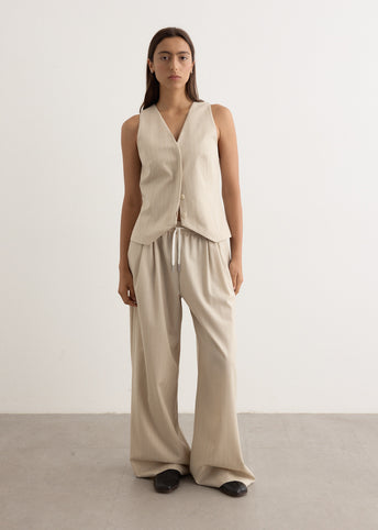Pinstripe Wool Drawstring Pants