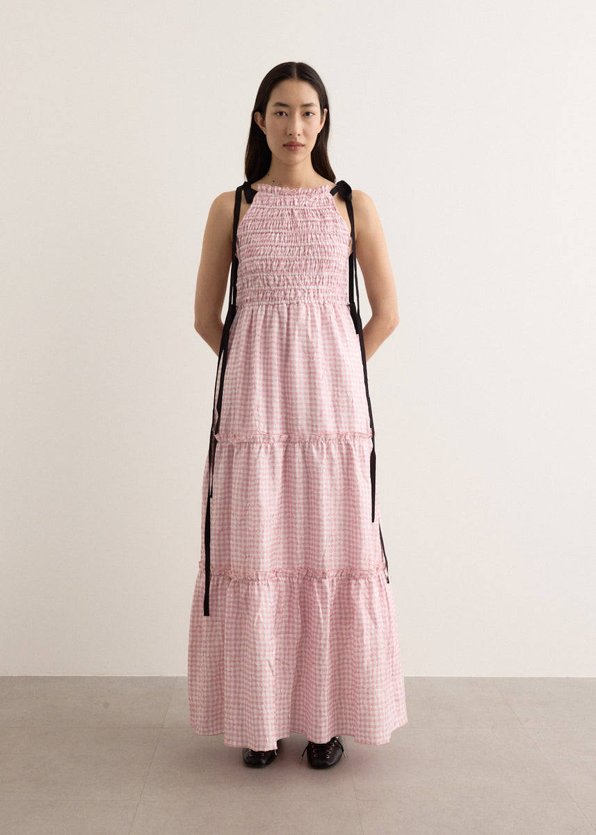 Shibori Pleat Maxi Smock Slip Dress