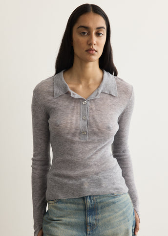Sheer Wool Ribbed Polo